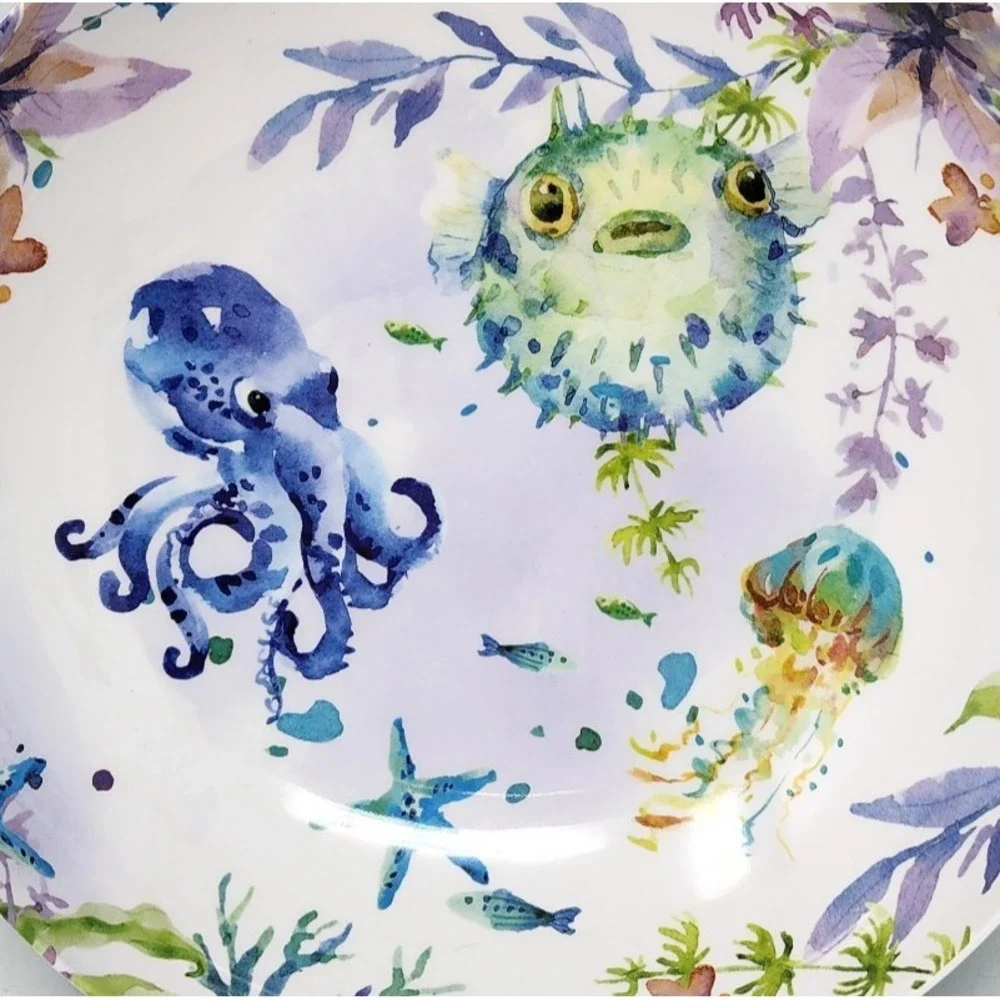 Pier 1 Imports Large Melamine Serving Bowl Ocean Life 12